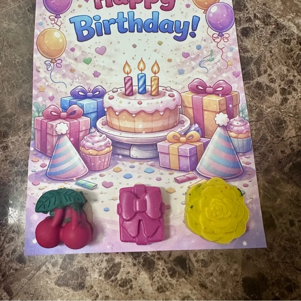 Handmade Generic Purple Themed Crayon Birthday Card NEW